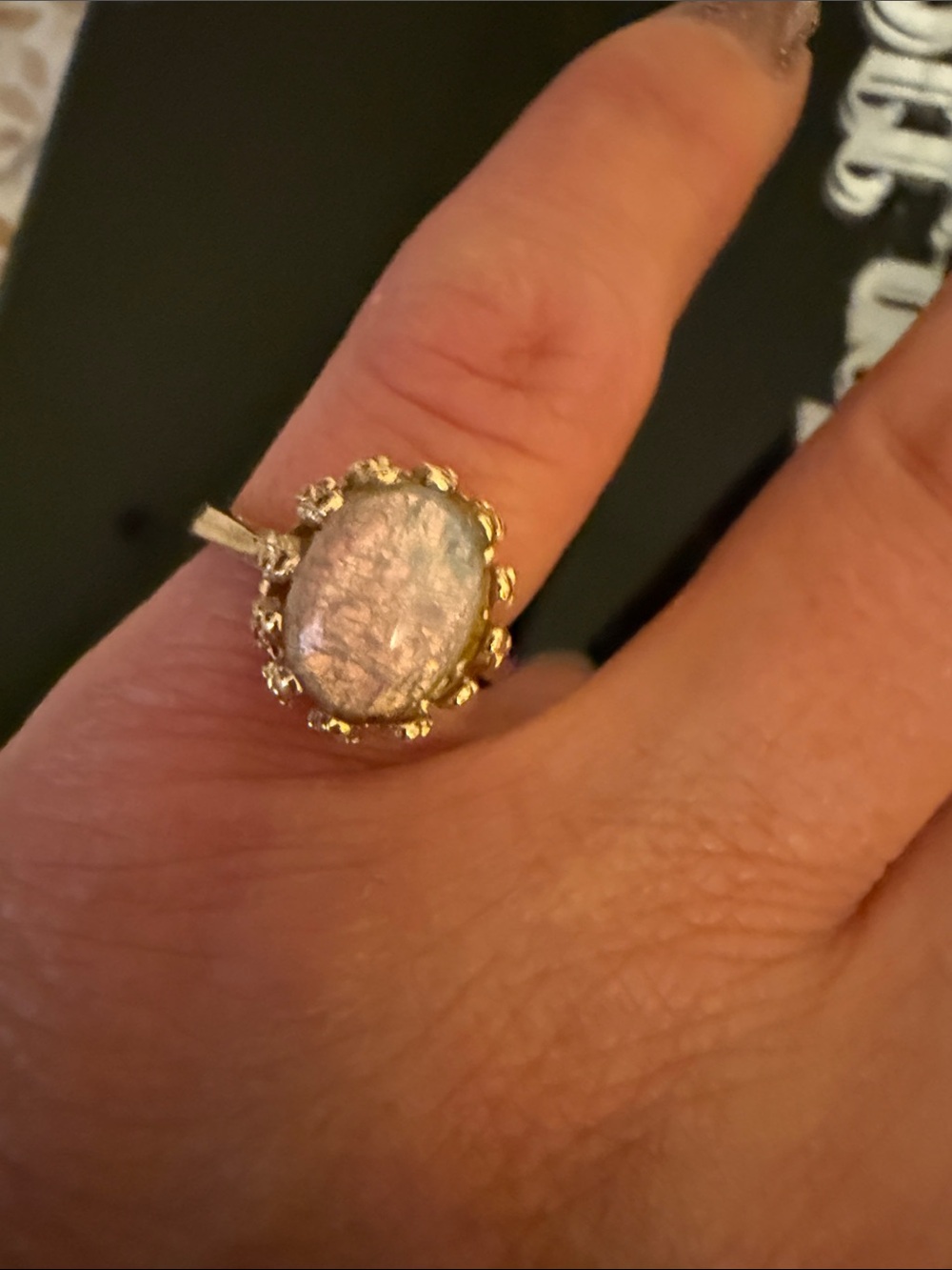 Gold-Accent Pink Opal Oval Ring - Women's Jewelry
